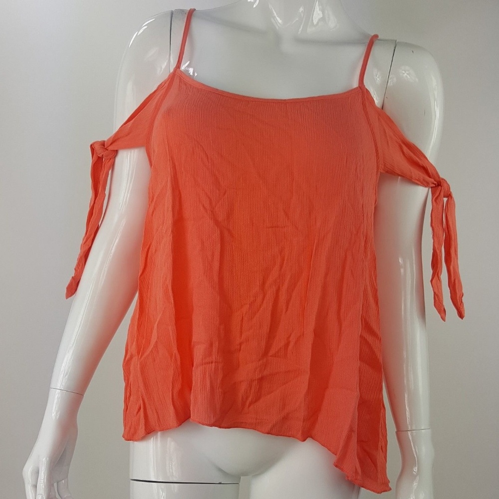 Mossimo Coral Orange Off Shoulder Flowy Blouse